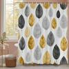 Duschdraperi Gyllene Löv, Dekorativt Duschdraperi för Badrum, Vattentätt Duschdraperi med Krokar