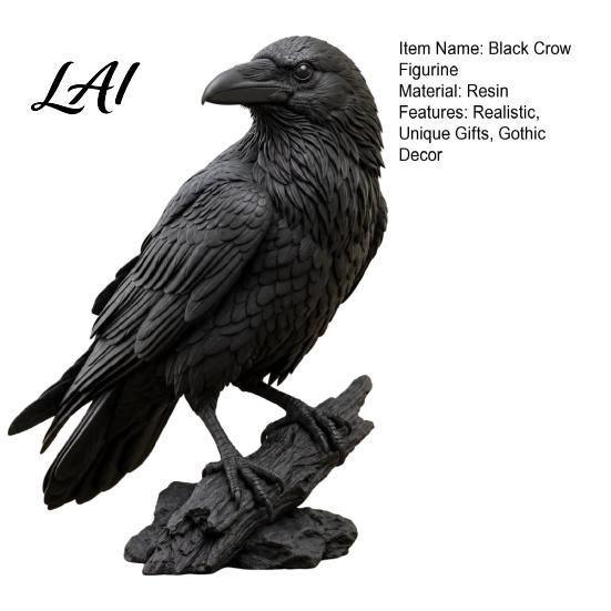 Gotische Krähenfigur Realistische Schwarze Figur Harz Rabe Statue für Halloween Tischdeko Horror Thema Partyzubehör Dekoration Dunkles Gruseliges Ornament Zuhause