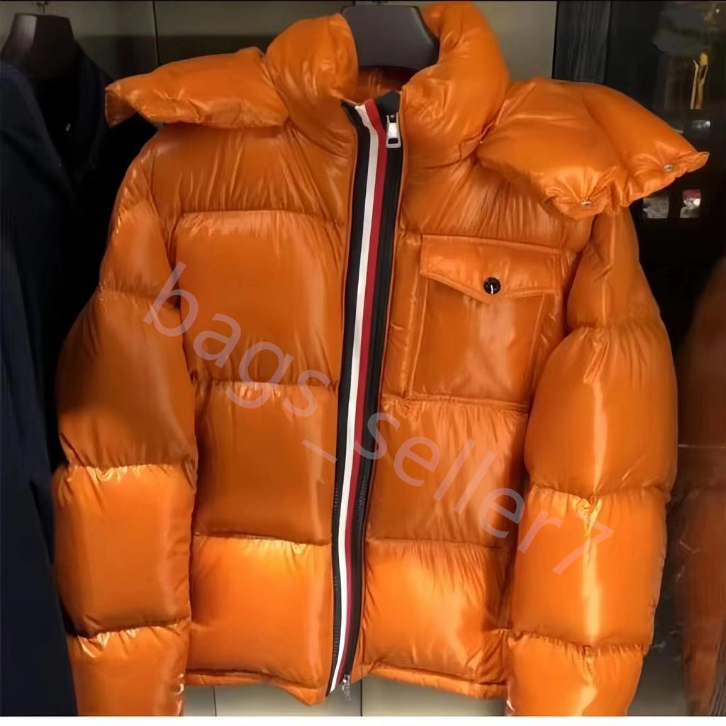 In-Stock Winter Unisex Bright Surface Thickened Warm Down Hooded Jacket