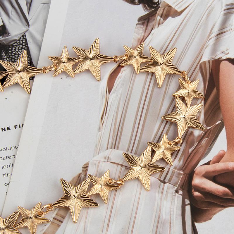 New Five-pointed Star European and American Style Waist Chain Women's Versatile Dress Waist-hugging European and American Style Waist Rope for Girls