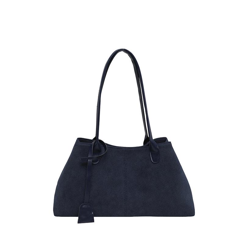 Women's Retro Suede Tote Bag - Large Capacity Frosted Shoulder Bag for Autumn 2025