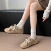 Frühling Herbst Neuer Stil Runde Zehen Damen Flache Schuhe 2025 Mode Wildleder Lässig Weiche Sohle Schnürschuhe Verschleißfest Damen Schuhe