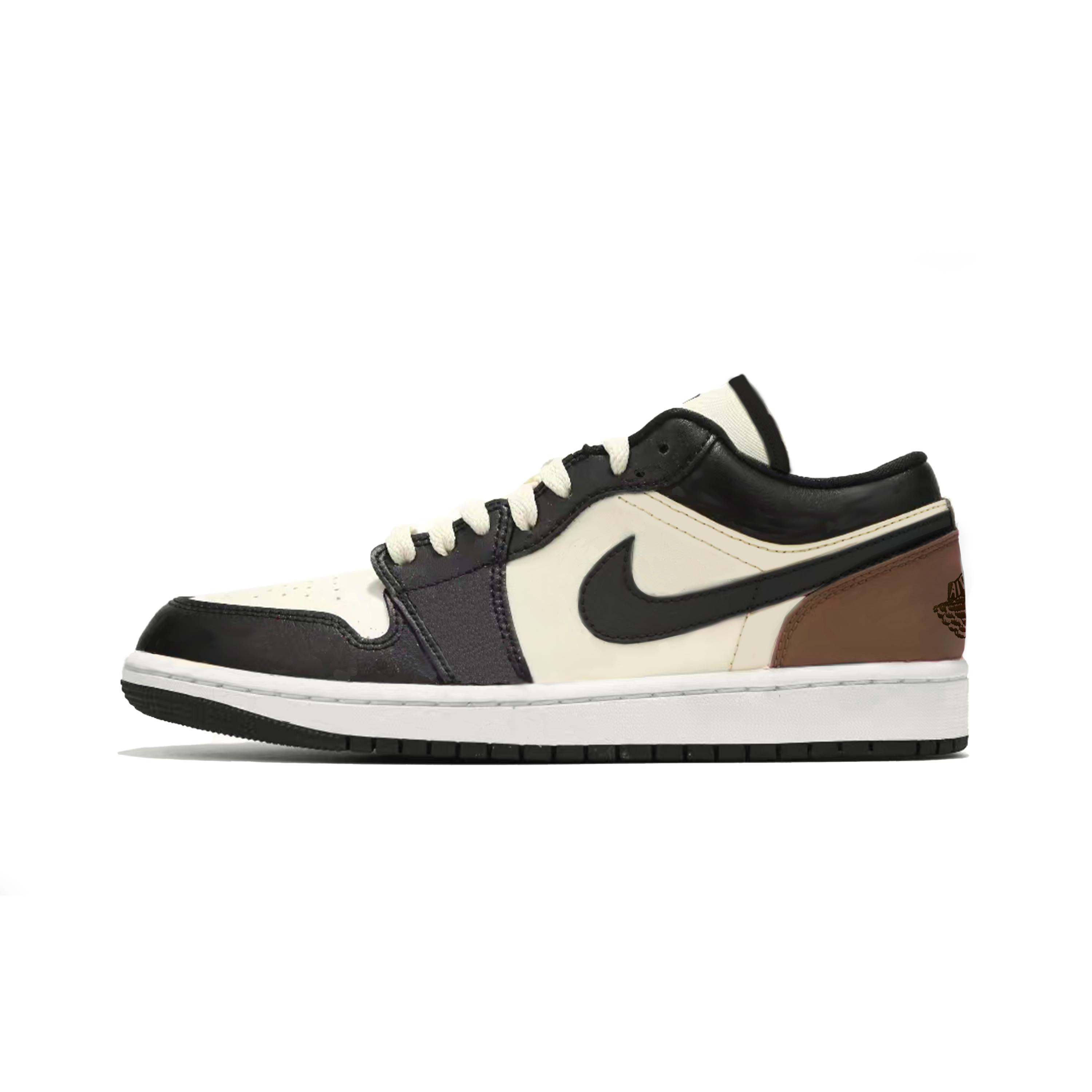 

Jordan Air Jordan 1 Low Mocha Panda Leather Cushioning Low top Vintage Basketball Shoes Men s Black White Brown 553558-132(Team1142-) 44.5