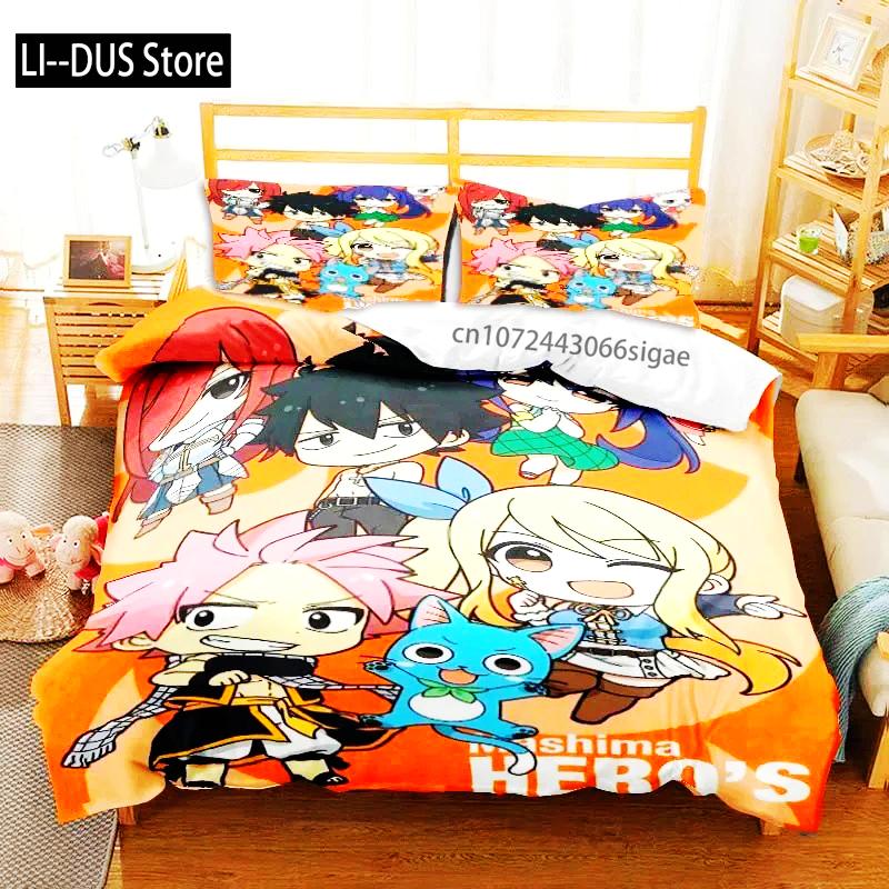 

3D аниме Fairy Tail комплект постельного белья кровать из трех предметов пододеяльник односпальная двуспальная кровать пододеяльник размера Queen размер комплект для взрослых мальчиков спальня EU single(135x200cm)