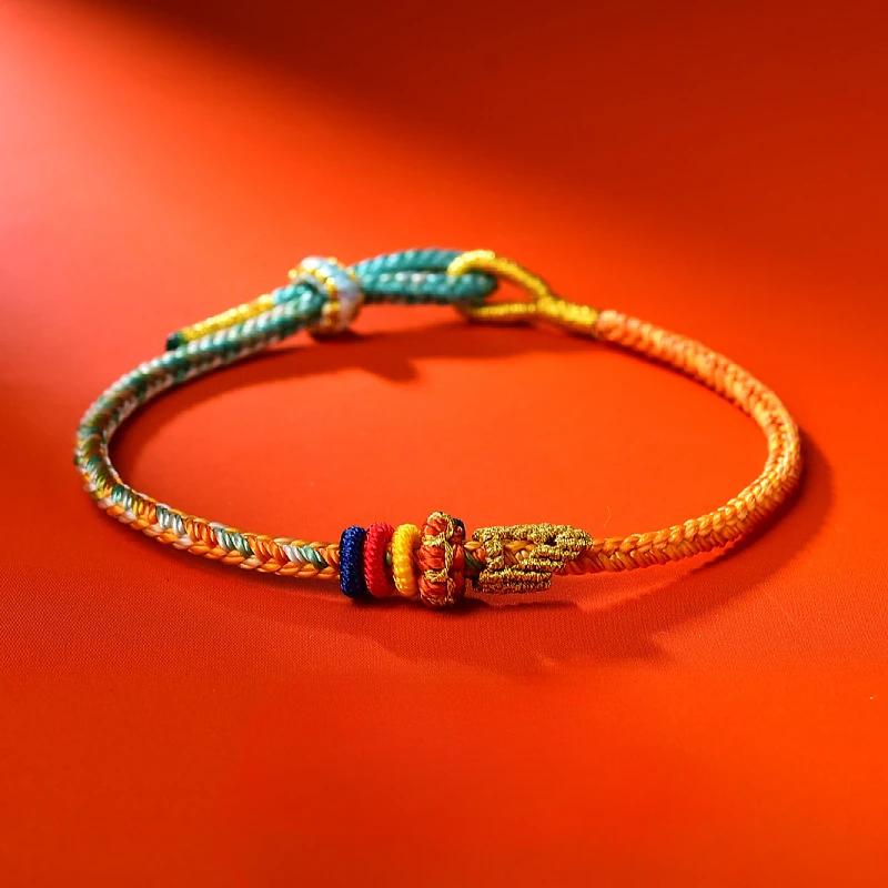Fashionable Buddhist Lucky Adjustable Bracelets Couple Colorful Rope Handmade Braided Rope Chain Festival Party Jewelry