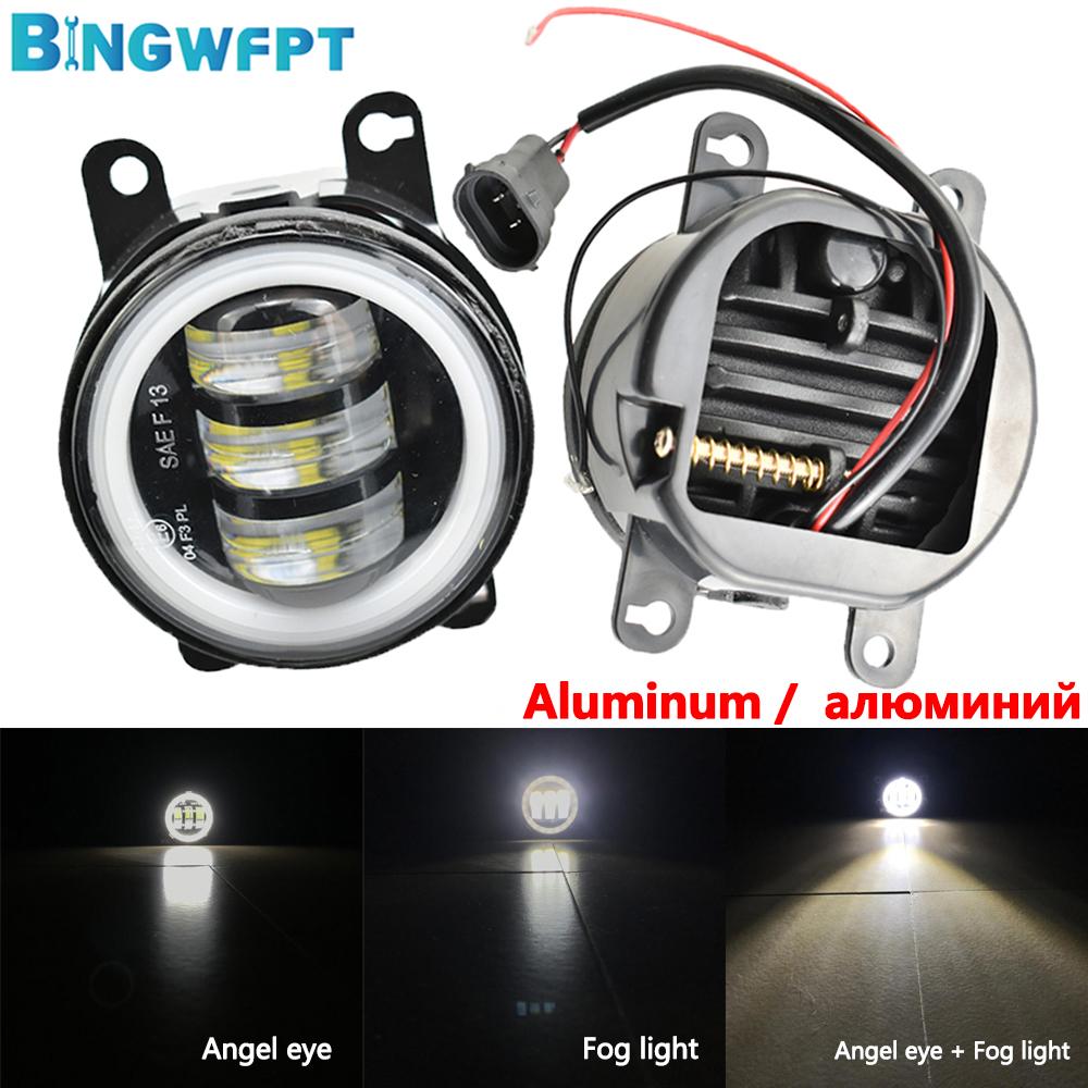 2PCS For Nissan Navara D40 2004-2015 For Nissan Leaf 2011-2015 LED 12V Fog Lights Angel Eye Fog Lamp Assembly DRL