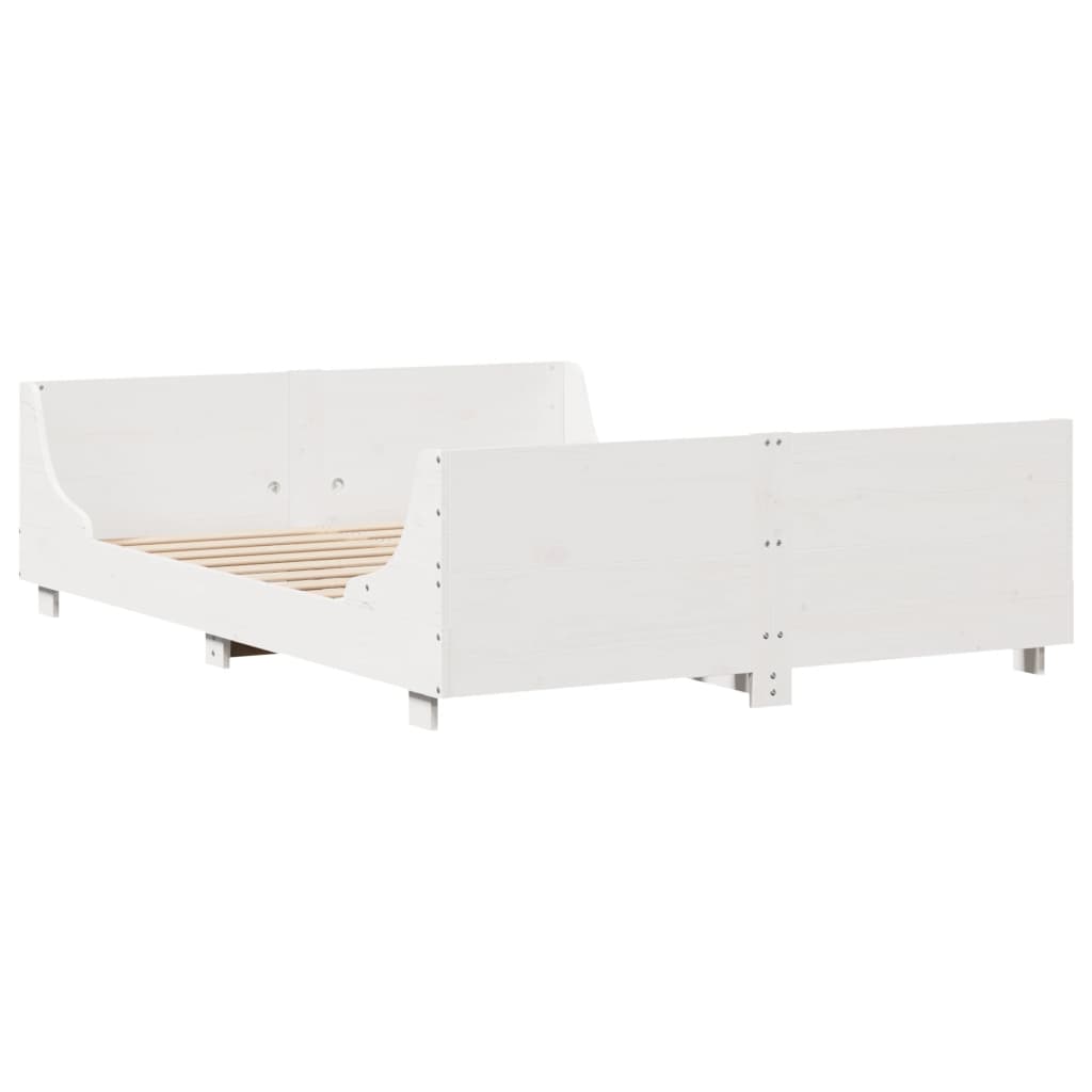 Vidaxl Rama Łóżka Bez Materaca, Biała, 120X200 Cm, Drewno Sosnowe