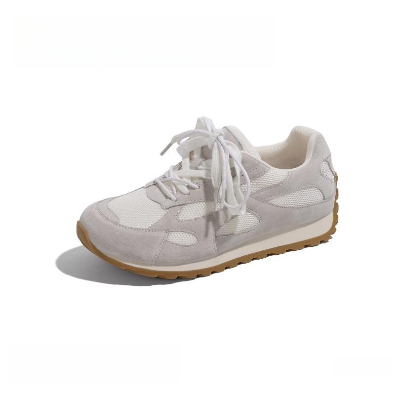 Leather~ Spring new sub-lace-up sports and leisure shoes flat-bottomed retro mesh breathable women's shoes
