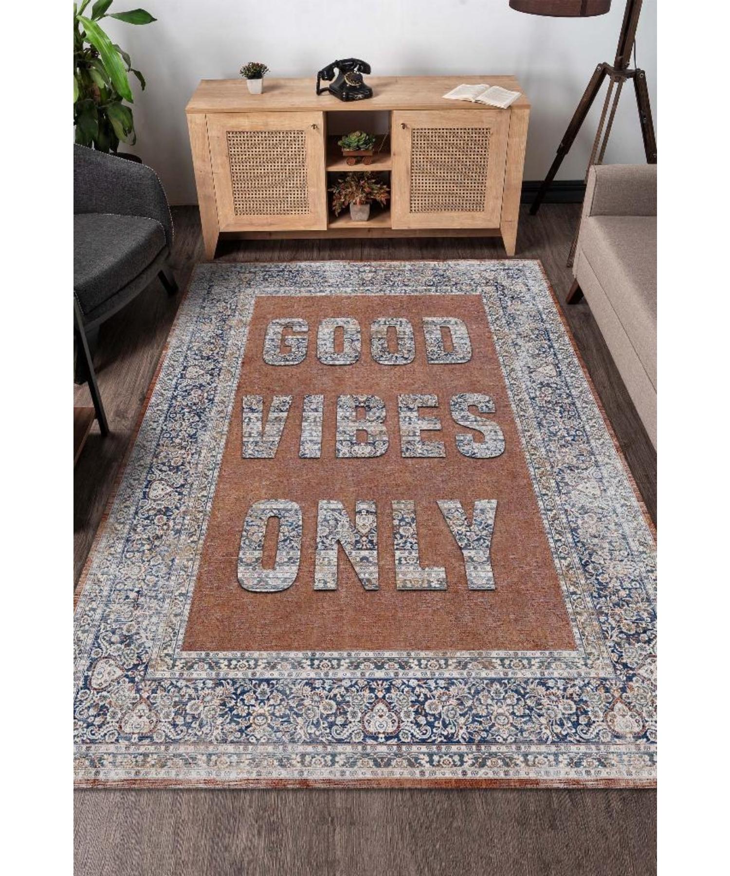 

Only Good Feelings Washable Non Slip Decorative Home Rug With Cotton Woven Base