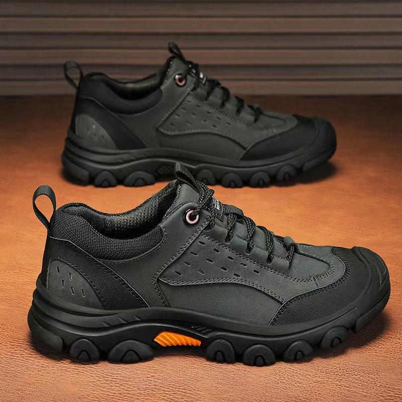 

Кожаные походные ботинки для мужчин на осень и зиму, новые нескользящие и износостойкие походные ботинки 38 чёрный