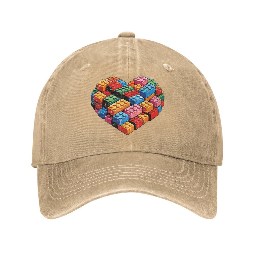 Valentines Day Heart Building Blocks Bricks Casual Baseball Cap For Men Women Summer Tennis Skate Trucker Hat Baseball Caps