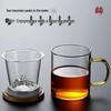OLOEY Double-Layer Guan Shan Glass Tea Infuser Cup with Wooden Lid
