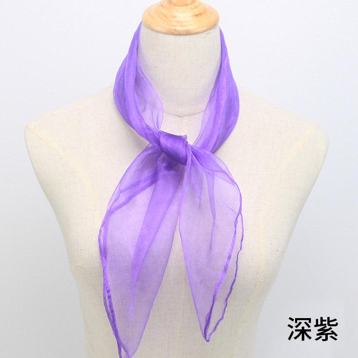

60Cm Solid Color Chiffon Nylon Small Silk Scarf Changeable Performance Dance Small Square Scarf Candy Color Versatile Scarf foot 60 * 60CM темно-фіолетовий колір