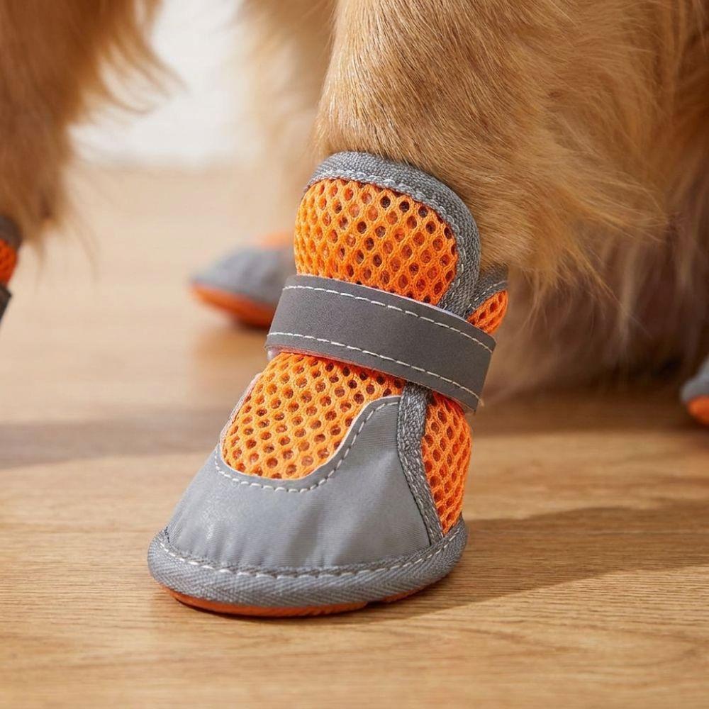 4Pcs Breathable Dog Mesh Shoes Wear Resistant Puppy Foot Covers Fashion Dog Sneakers Dog Walking