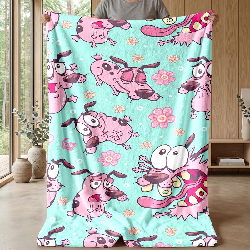 Soft Flannel Blanket Lightweight Cozy Bedroom Living Room CoverCourage the Cowardly Dog