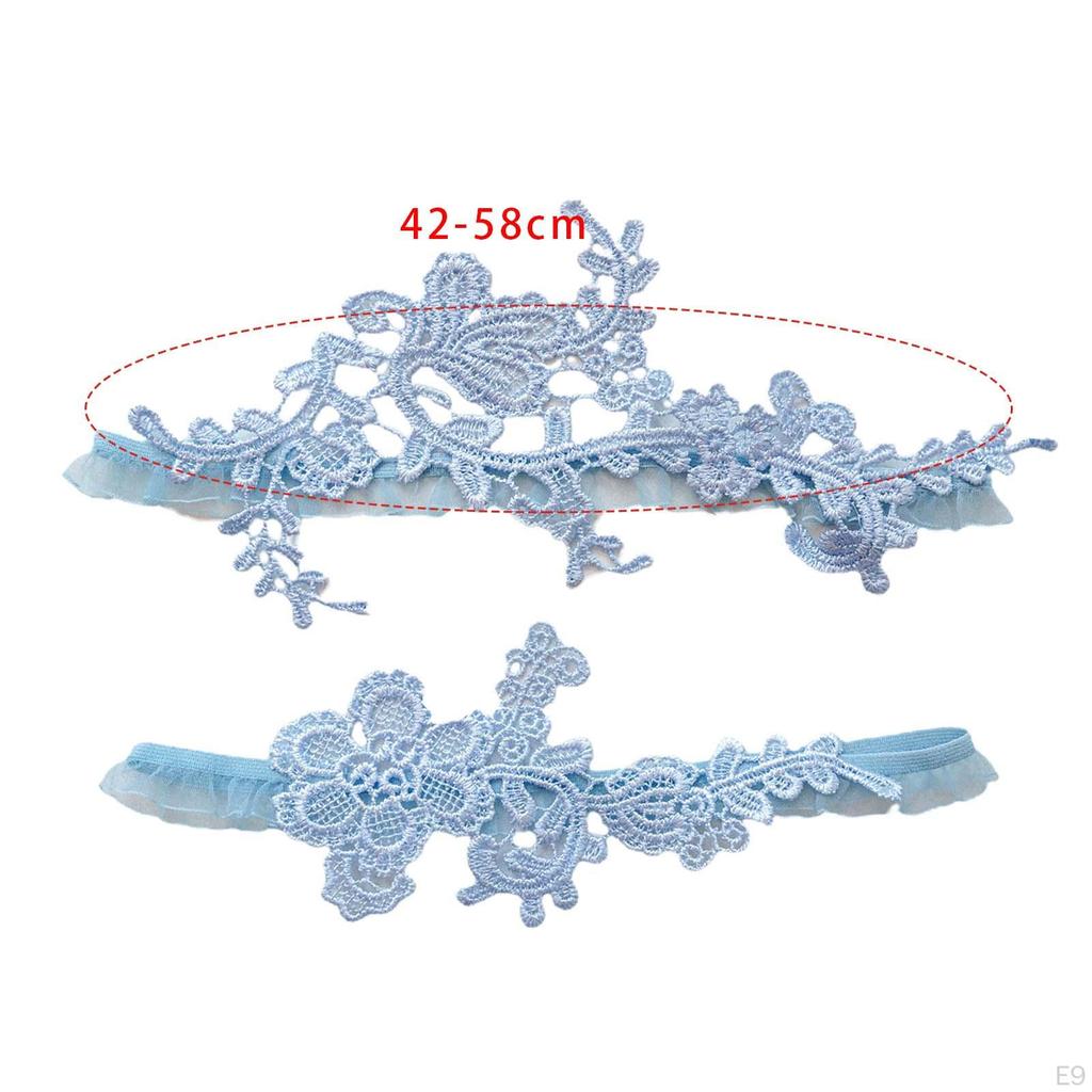 2 Pieces Bridal Garters Wedding Garter Set Thigh Rings Stretch Floral Pattern Lace Leg