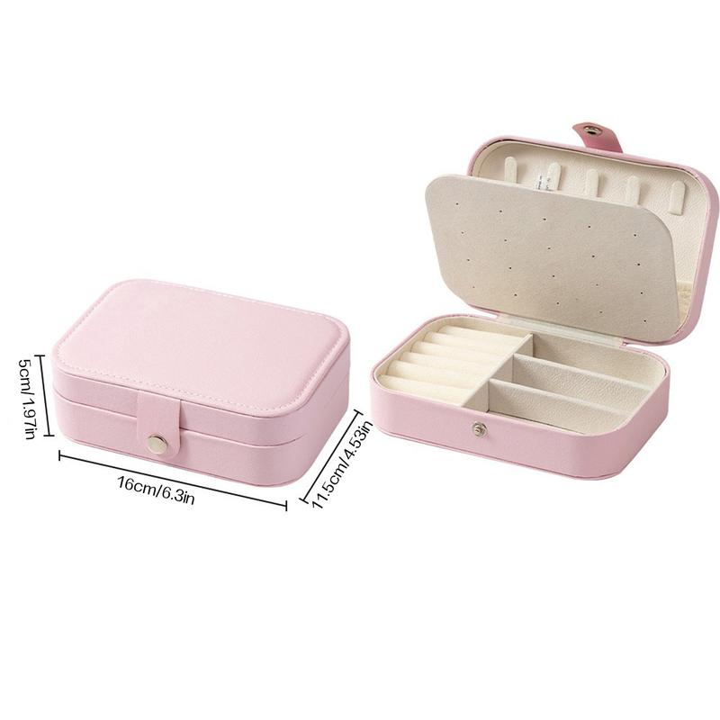 Tragbare Schmuckschatulle mit mehreren Fächern und Samtfutter - Reisefreundlicher rosa Schmuckorganizer für Accessoires