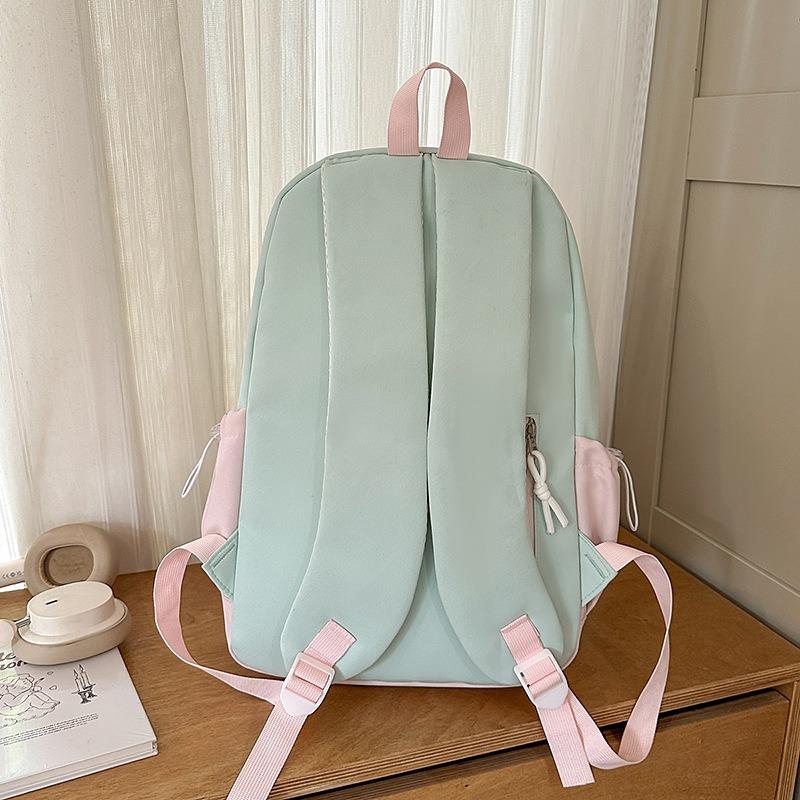 New High-value Niche Design Fresh Contrasting Color Campus Backpack Junior High School Students Lightweight Large-capacity Backpack