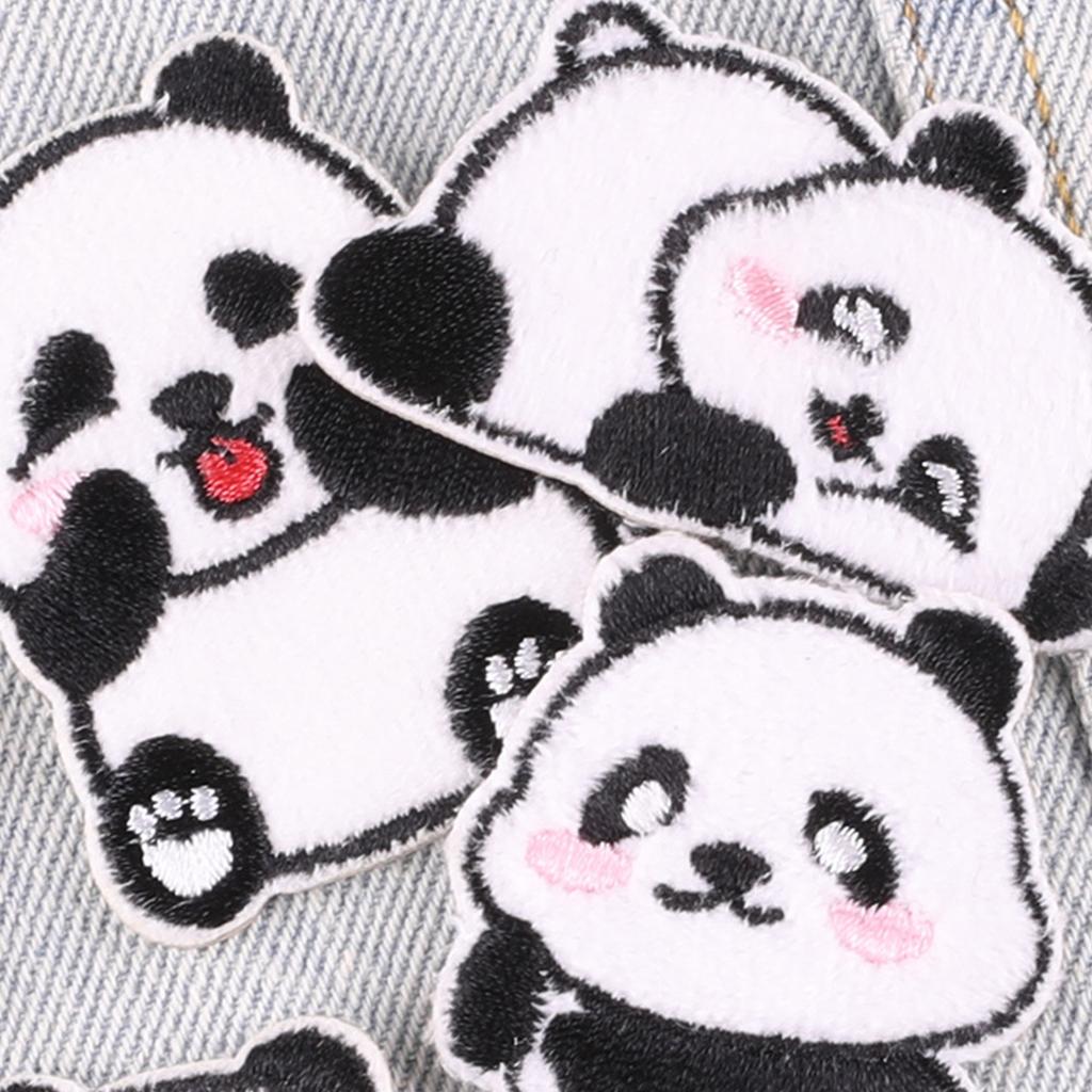 6pcs Panda Patch Selfadhesive Badges Patch Sticker No Sewing For Clothing Hat Accessories Decoration For Craft Lovers