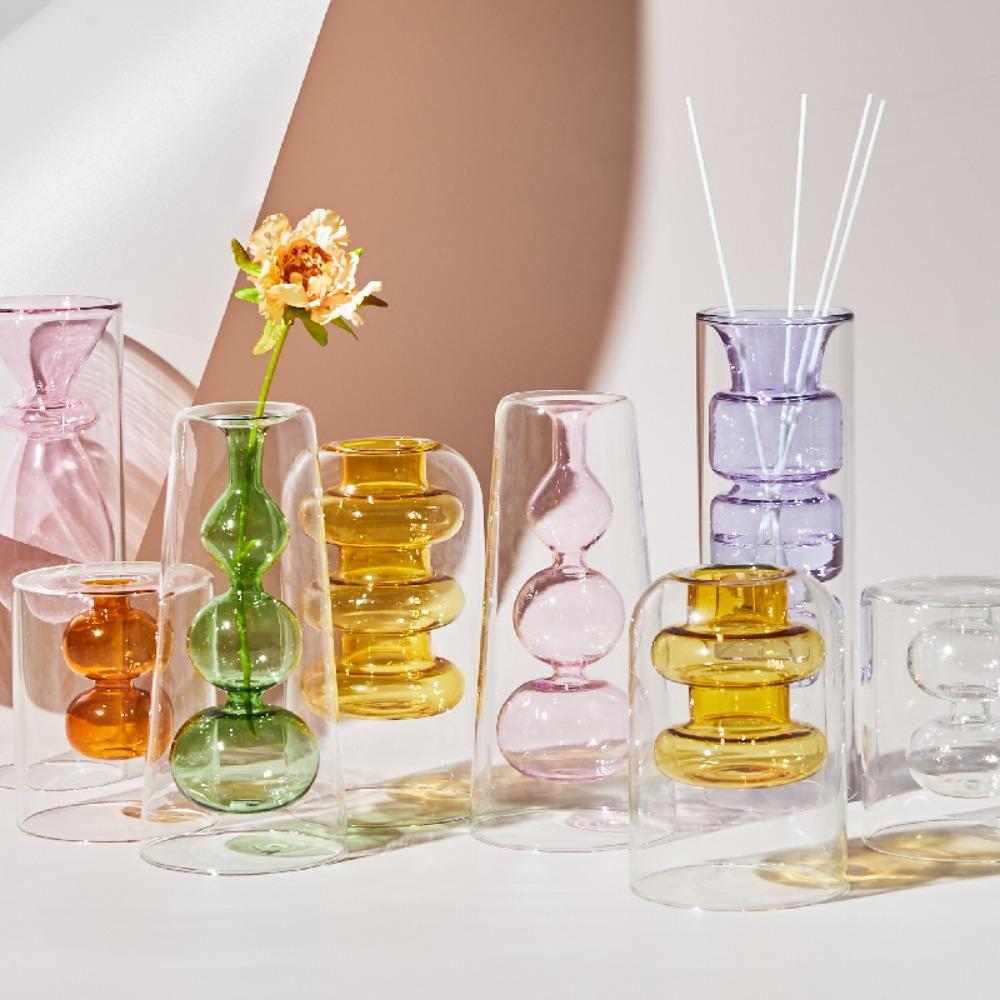 Arrangement Double Layered Household Flower Vases Flower Bottle Glass Vase Aromatherapy Bottle