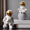 Resin Astronaut Spaceman Statue Ornament Home Office Desktop Figurine Decors Set of 3 - Golden