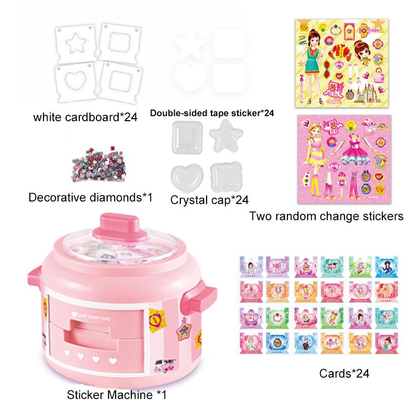 24Pcs DIY Girl Princess Bag Sticker Maker Handmade Craft Toys Party Game Favor Handmade Creative 3D Sticker Machine For Children