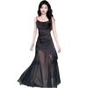 High-end Splicing Mesh Dress Long Dress Female Summer Royal Sister Irregular Pleated Slim Suspender Dress