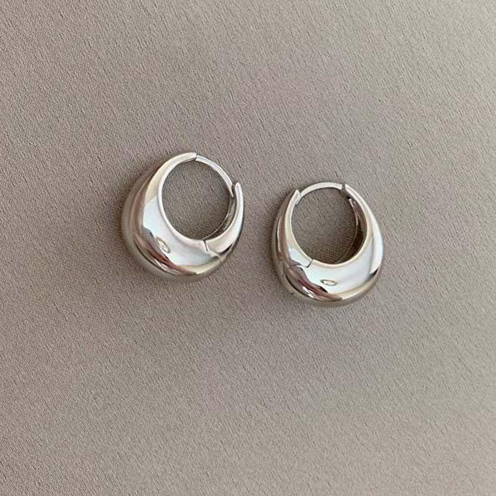 925 Silver Needle Golden Round Earrings Elegant Silver Ear Buckles Brilliant Circle Earrings  Daily