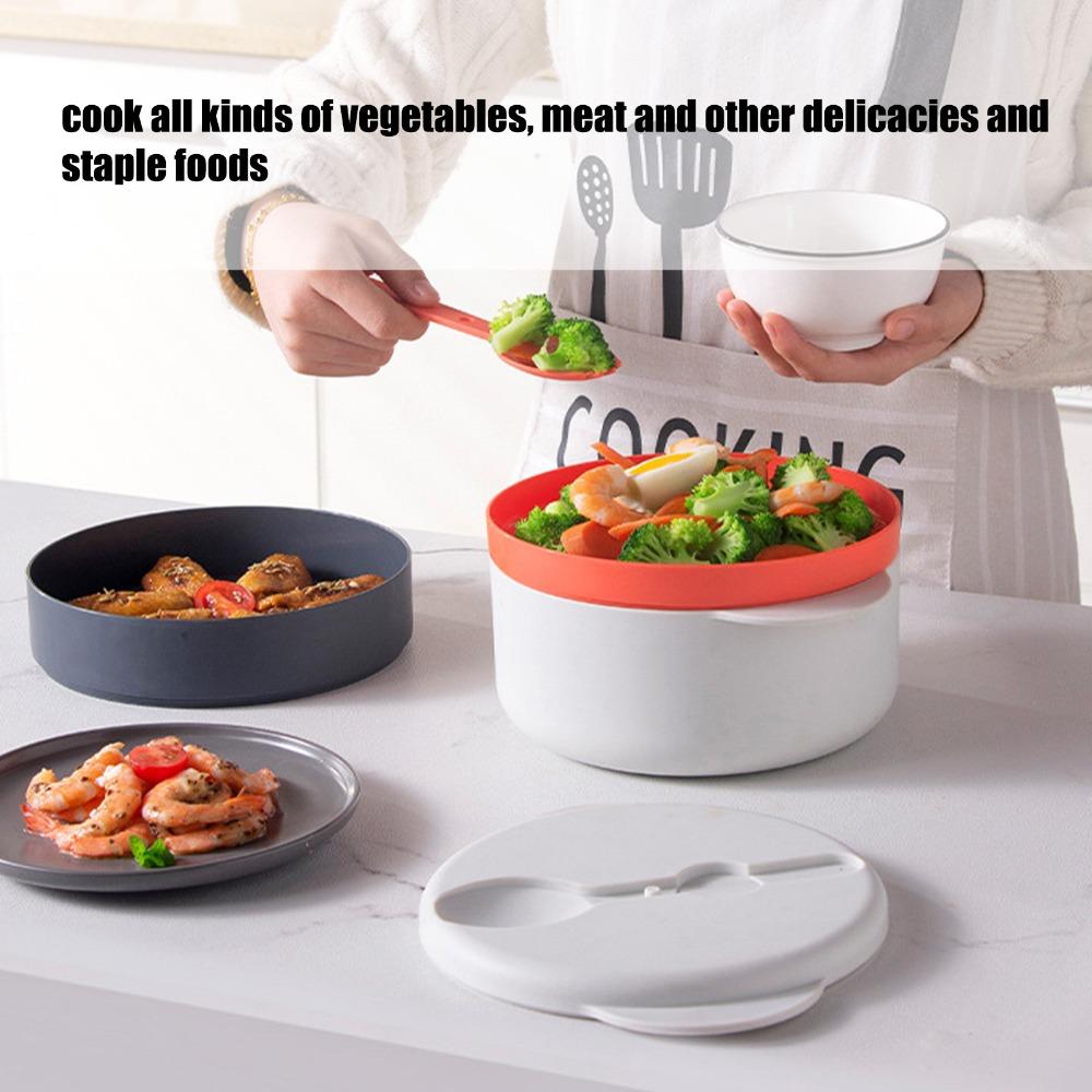 2L Capacity Microwave Steaming Container Multi Layer Microwave Food Container Home Cooking