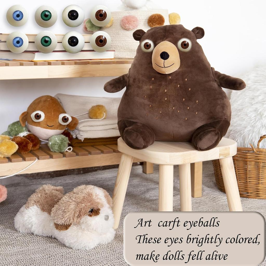 Realistic Acrylic Halloween Eyeball 4 Pairs Half Round Plastic Eyeball Doll Making Eyes Halloween Decor Props 1.18 in Fake Eyes, Black, Brown, Green,