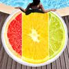 Watermelon Orange Microfiber Round Beach Towel Fruit Thick Shower Bath Towels Summer Swimming Circle Mat Towel With Tassels