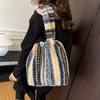 Autumn and Winter Vertical Striped Lamb Wool Wind Hair Bag Large Capacity Commuter Shoulder Tote Women's Bag