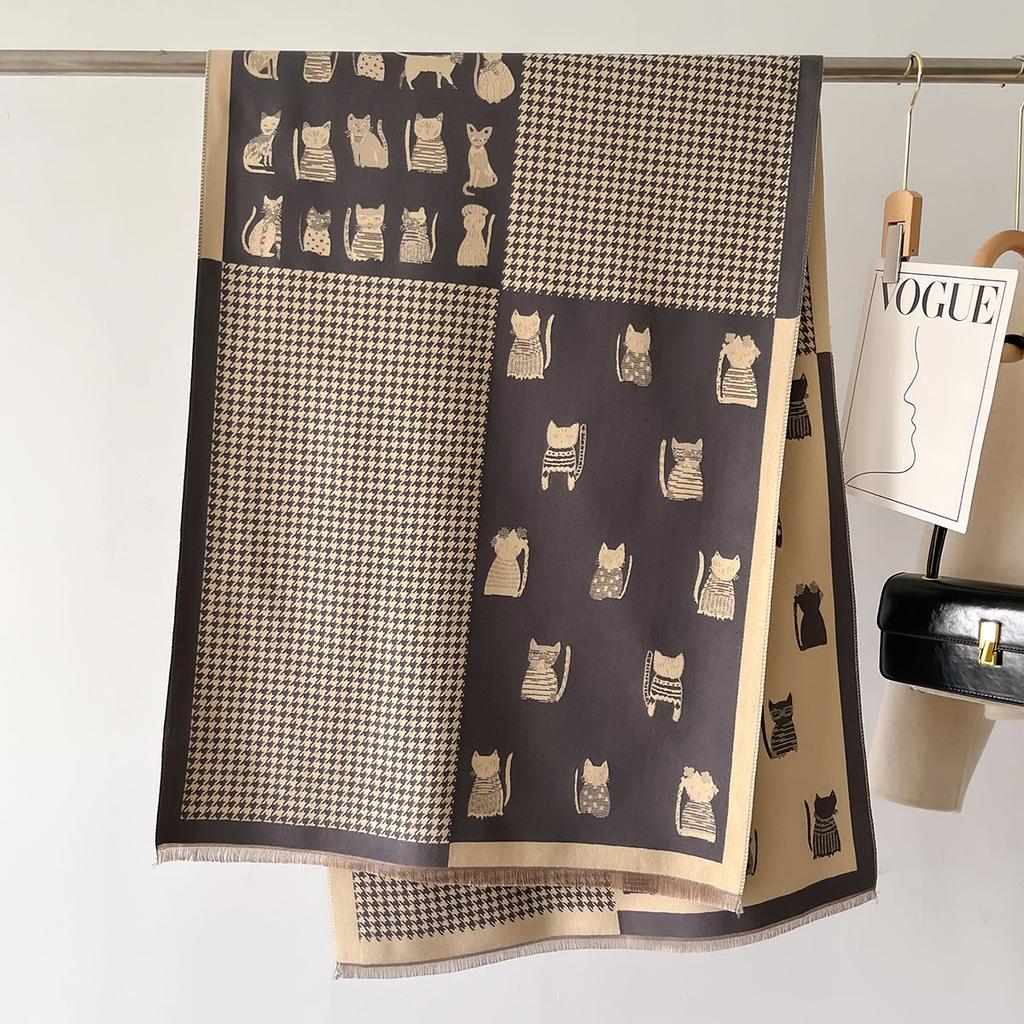 Poncho Luxury Houndstooth Winter Cashmere Pashmina Shawls Lady Wraps Warm Scarves Design Print Female Foulard Stoles Scarf