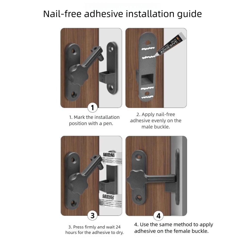Zinc Alloy Sliding Door Latch No Punching Door Latch New Luminous Door Lock  Bathroom Door