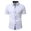 New Summer Men Clothes Spell Color Short Sleeve Shirt Men Lapel Fashion 100% Polyester Shirt Tops