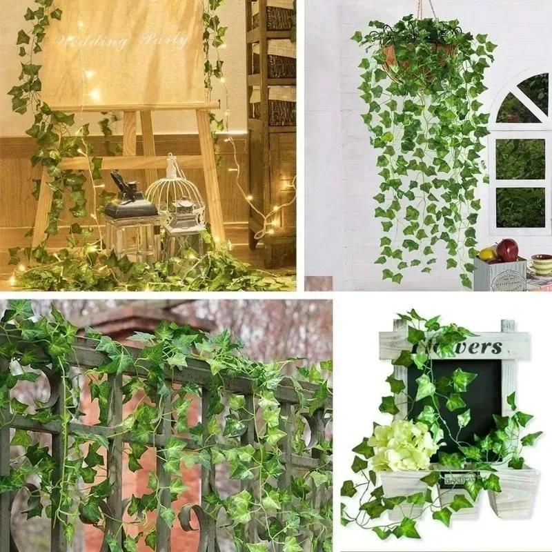 Artificial Ivy Fake Green Leaves Artificial Rattan Vine Hanging Climbing Leaves for Garden Wedding Party Decoration Fake Plants