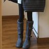 Modische vielseitige bequeme lässige Schneestiefel 2025 Herbst und Winter neu Nische Gürtelschnalle dekorative Samt lange Stiefel