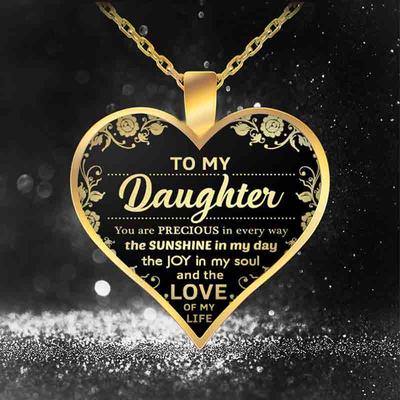 Para mi hija collar con colgante de corazón de amor collares cadena plateada/dorada para mi hija mujeres niñas joyería regalos familiares