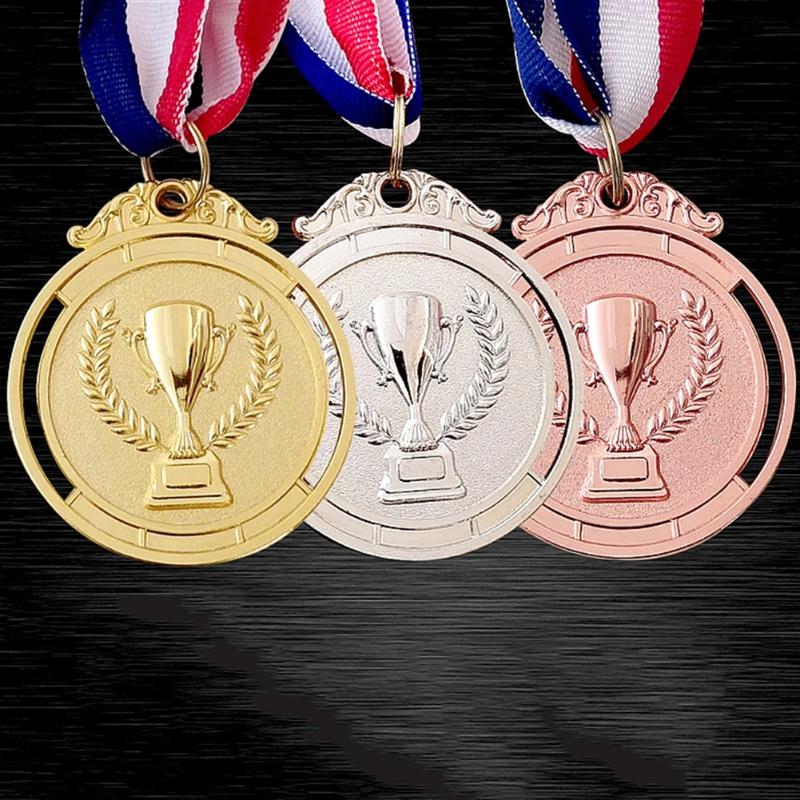 1Pcs 2" Gold Silver Bronze Award Medal Zinc Alloy Round Winner Medals With Neck Ribbon 1St 2Nd 3Rd Prizes Winner Prize Present