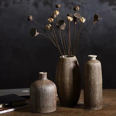 Ceramic Vase Small Vase Vintage Dried Flower Arrangements Decorative Ornaments Living Room Chinese Rough Pottery Pot Hydroponic