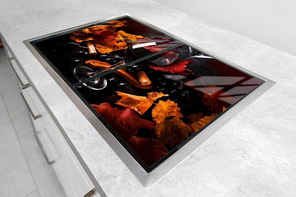 Glass protective plate for the stove 2x45x52 Wine