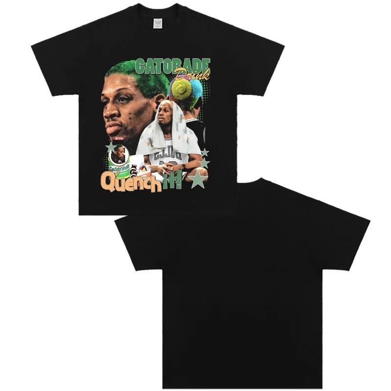 

Hot Summer Dennis Rodman Poster Graphic Print T-Shirt Women Men Vintage Washed Cotton Harajuku Y2k Fashion Loose Casual Oversized Top Summer New Tee XXXL рожевий
