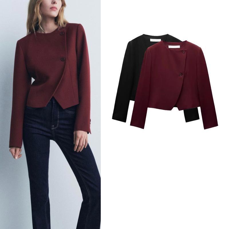 Spring New Women's Clothing Fashion Wind Decorated Row Button Easiest for Match Round Neck Short Long-Sleeved Jacket Outwear 9330707
