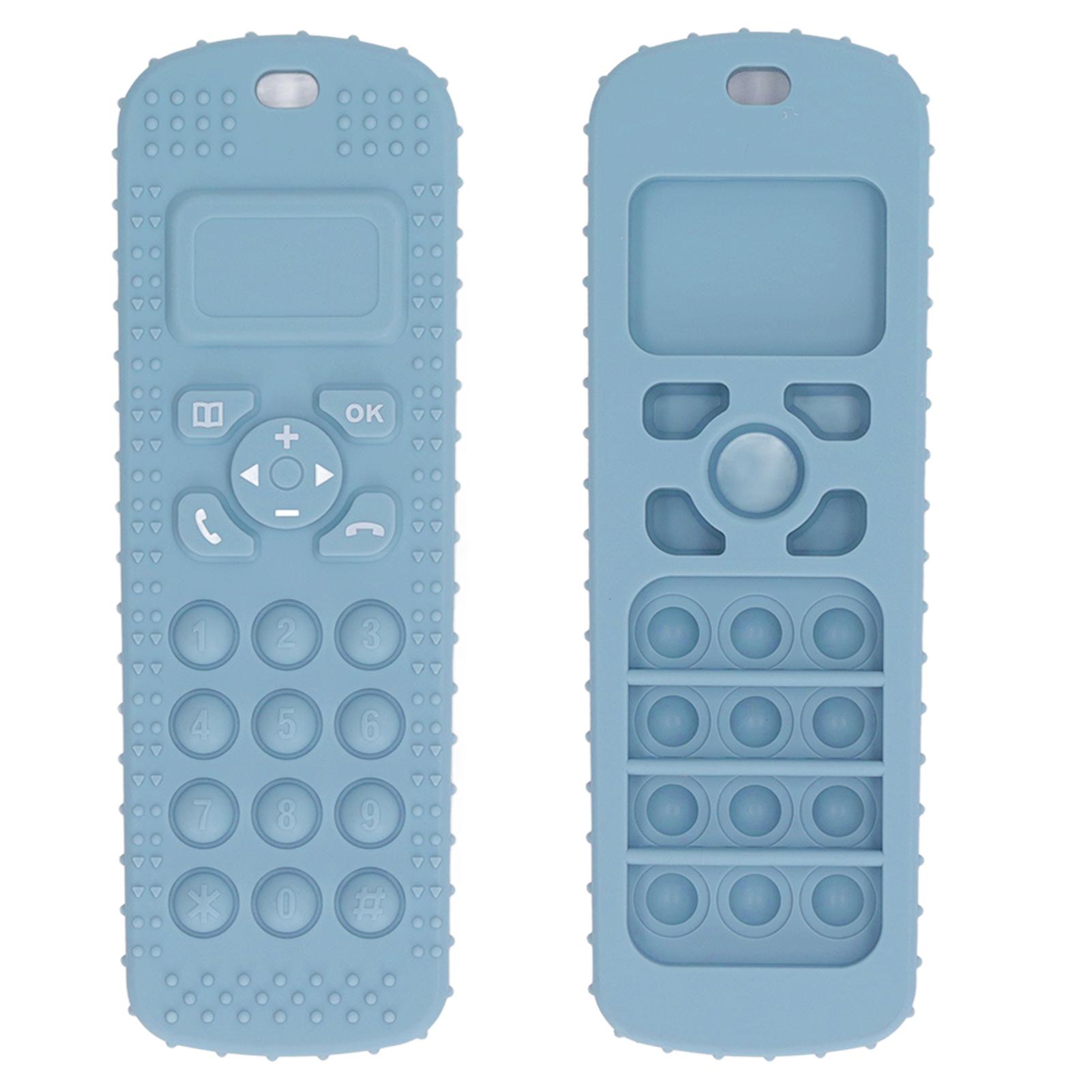 

Детская игрушка-прорезыватель в форме телевизора с дистанционным управлением, портативная, мягкая, силиконовая, для облегчения десен, сенсорная, для жевания синий