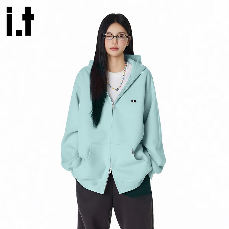 GROUND ZERO Unisex Embroidered Two-Way Zip Hooded Sweatshirt