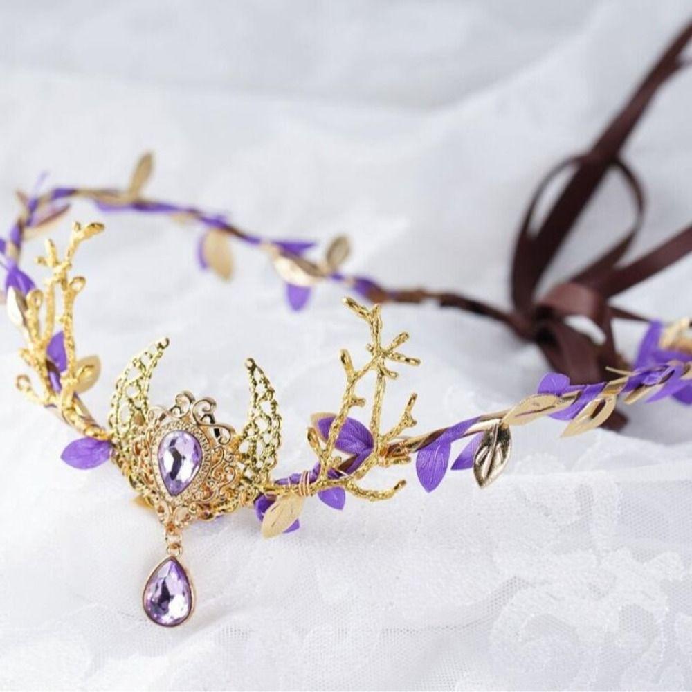 Twig Branch Design Elven Crown Rhinestone Decorated Fairy Headpiece Elf Tiara Festival Wear