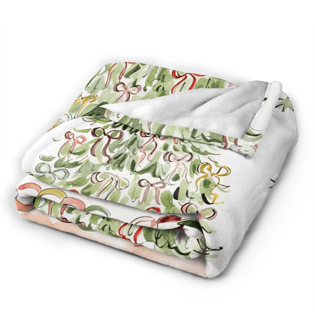 Border Painting Art Xmas Tree Flannel Blanket Winter Super Soft Throw Blanket for Child Couch Bed Funny Bedspread Sofa Bed Cover
