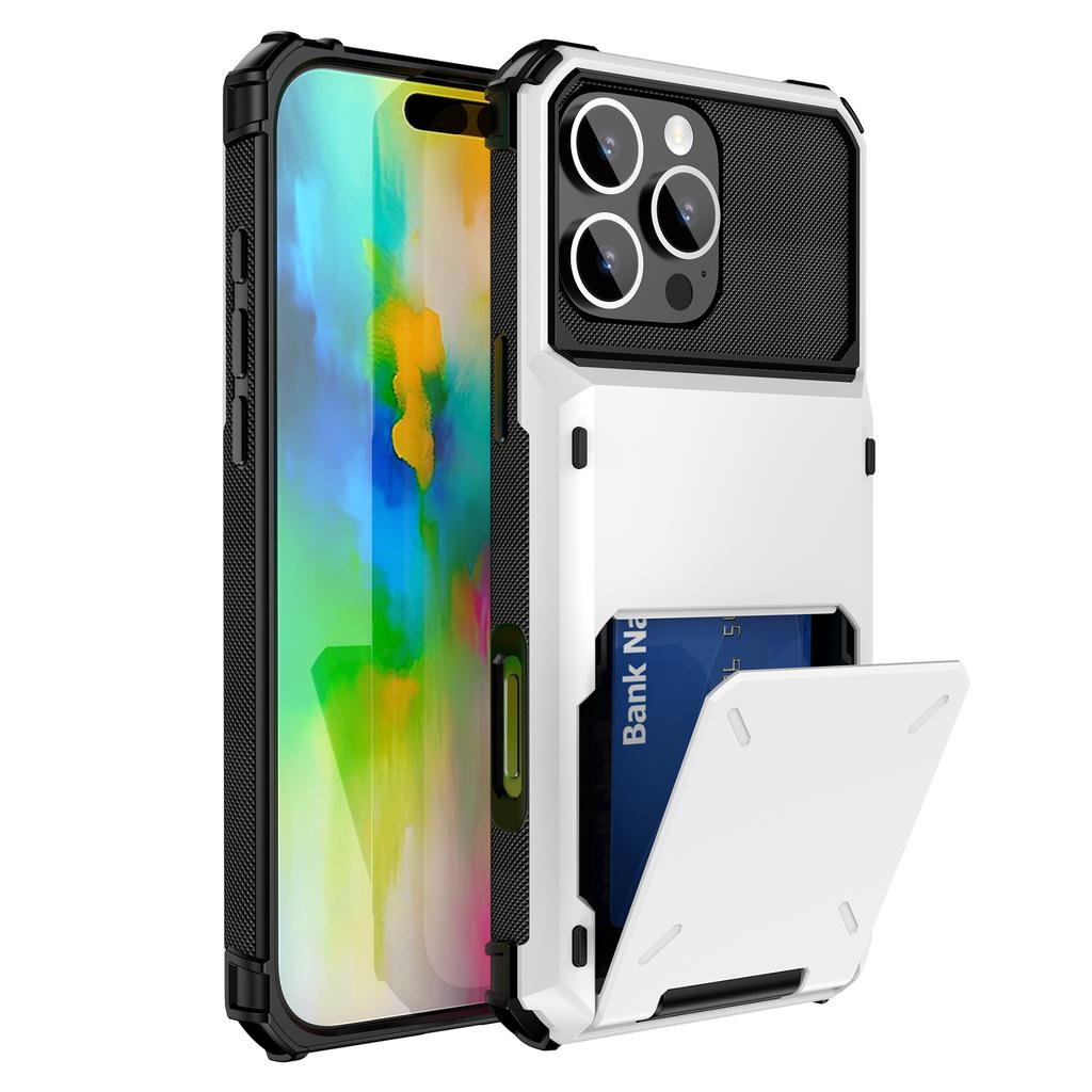 Für iPhone 16 Pro Max Handyhülle PC+TPU Doppelschicht-Rückseite mit Kartenhalter
