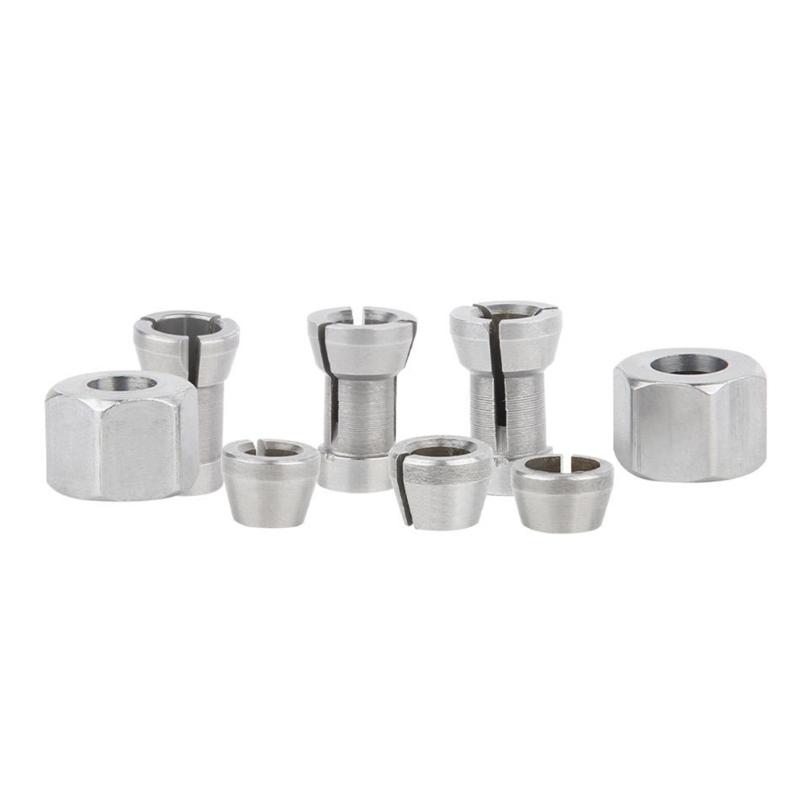 Kohlenstoffstahl-Fräser Spannzangenmuttern-Satz in mehreren Größen, einschließlich 6mm 6,35mm 8mm, für professionelle Holzbearbeitungsarbeiten