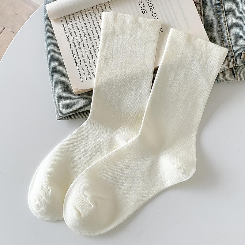 Socks Pure Cotton Stacking Socks Season Versatile Boneless Confinement Socks Sweat-Absorbing Deodorant Cotton Medium Tube Socks Women